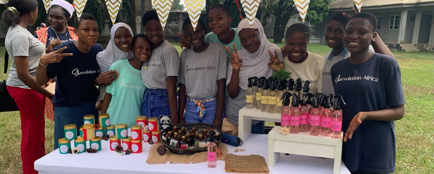 The girls on the Sheevolution Africa programme running a pop-up bazaar&nbsp;