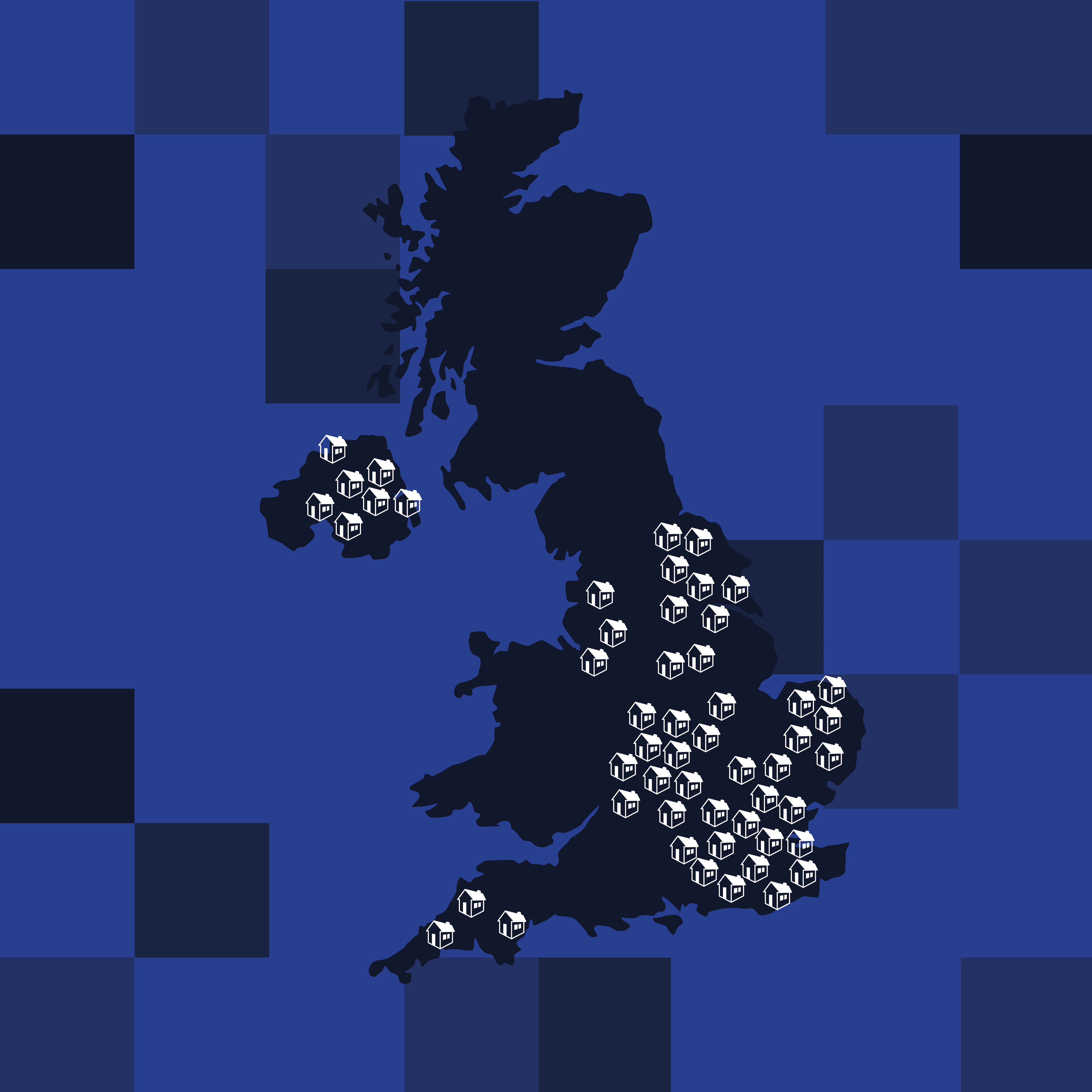 Map of UK showing schoolhouse locations.